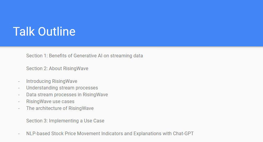 The talk outline